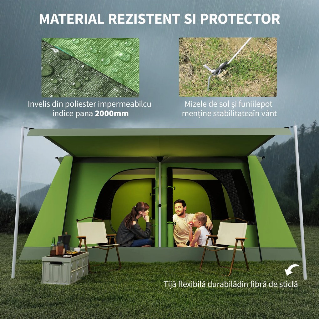 Outsunny Cort pentru Camping cu Veranda 8 Persoane 405×305×225cm | Aosom Romania