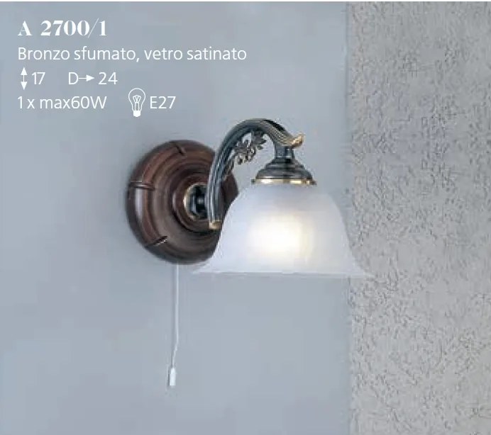Aplica de perete design italian din alama cu lemn 2700