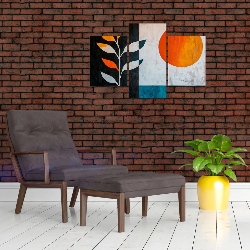 Tablou - Abstracție cu plantă și soare (90x60 cm)