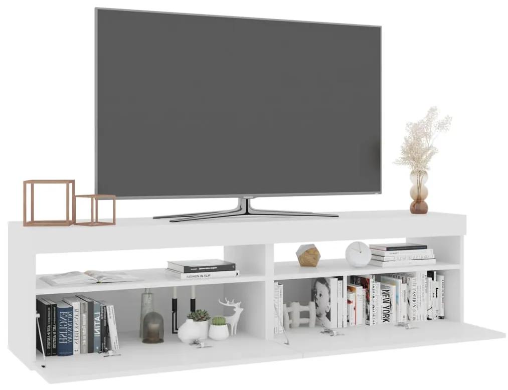 Comode TV cu lumini LED, 2 buc., alb extralucios, 75x35x40 cm 2, Alb foarte lucios, 75 x 35 x 40 cm