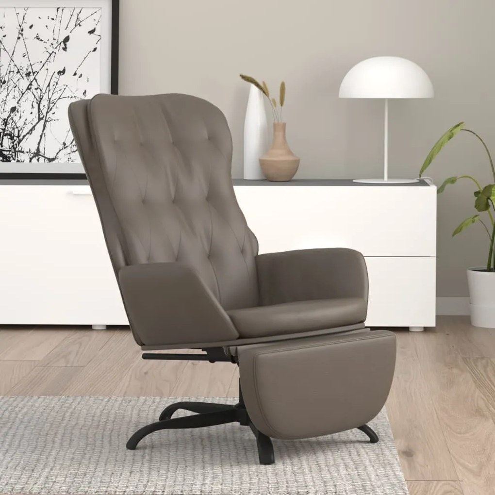 3097688 vidaXL Scaun de relaxare cu taburet, gri antracit, piele ecologică