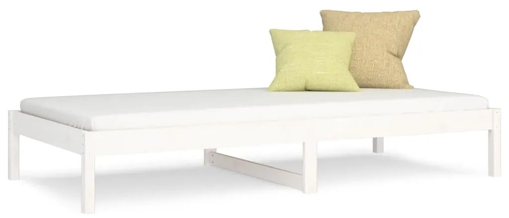 832669 vidaXL Pat de zi Single, alb, 90x190 cm, lemn masiv de pin