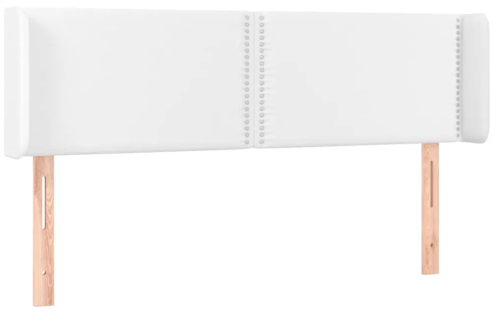 3118719 vidaXL Tăblie de pat cu aripioare alb 147x16x78/88 cm piele ecologică
