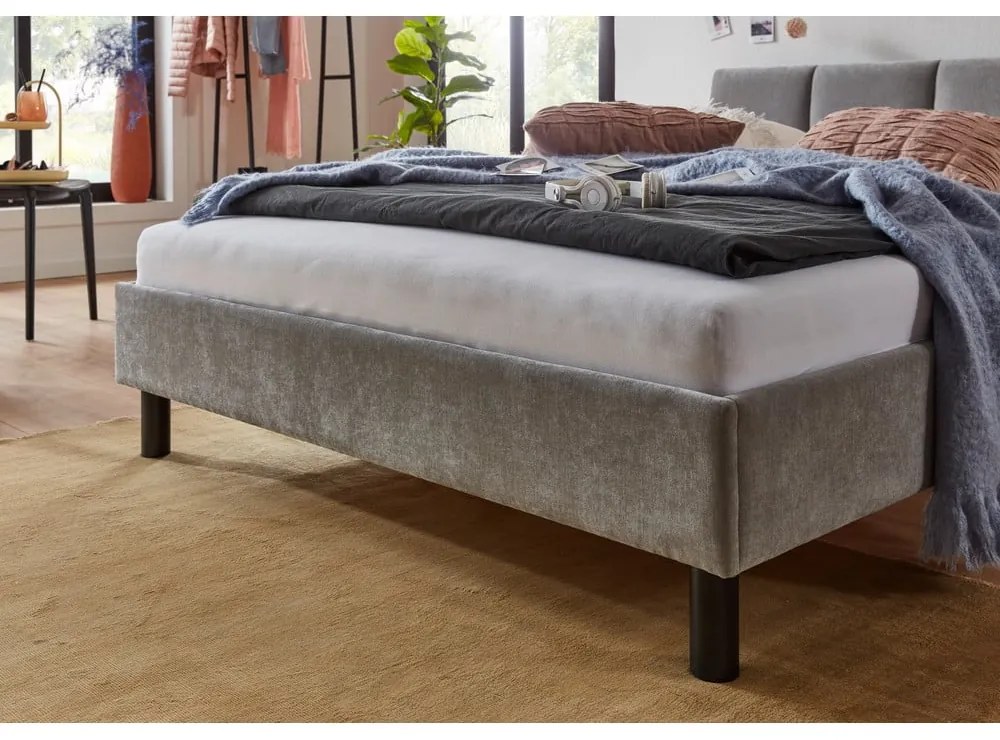 Pat gri tapițat fără somieră 120x200 cm Joker – Meise Möbel