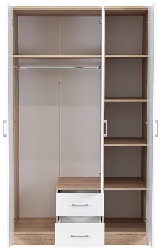 Dulap Miami 120x205 cm alb-stejar sonoma