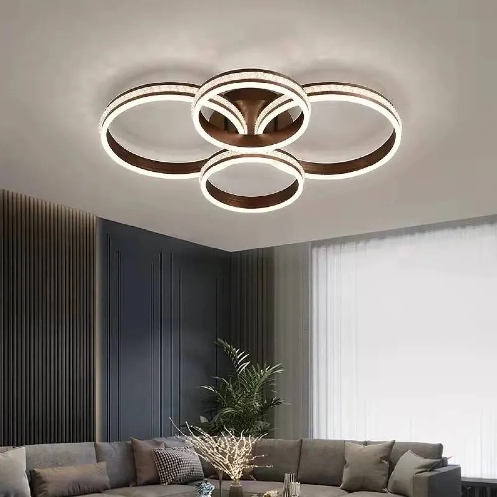Lustra LED Cu Telecomanda, Elit's Esn F2332 -2+2 r m, Intensitate Reglabila, 340W, Maro