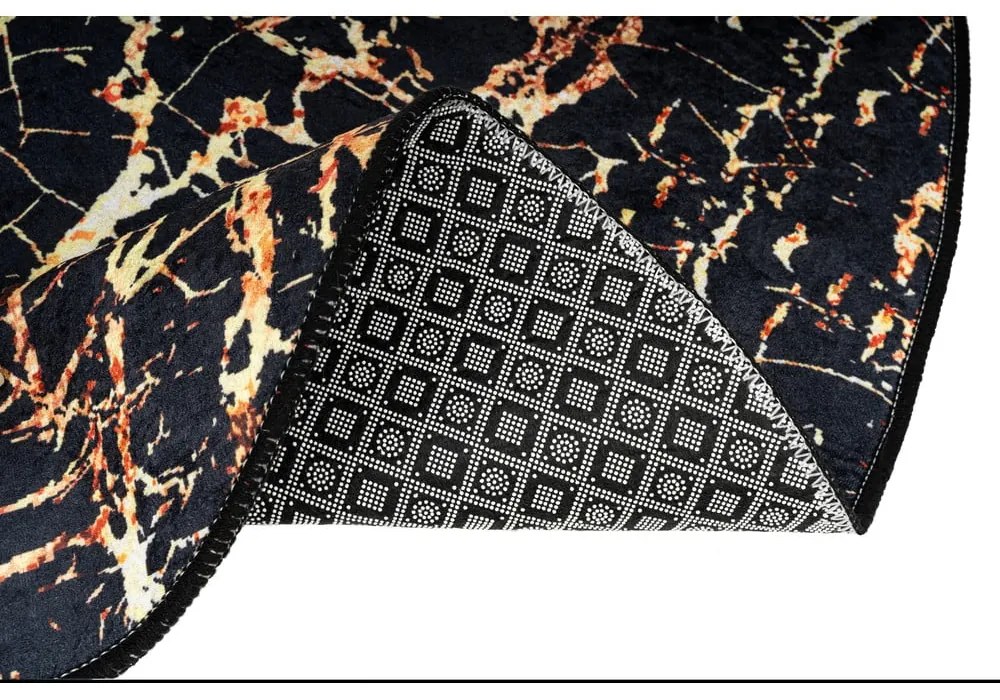 Set 2 covorașe ovale de baie Foutastic Gold Marble, negru