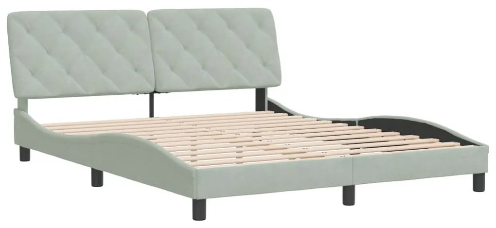 3207929 vidaXL Cadru de pat cu tăblie, gri deschis, 160x200 cm, catifea