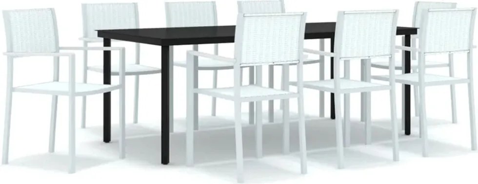 vidaXL Set mobilier pentru grădină, alb, 9 piese