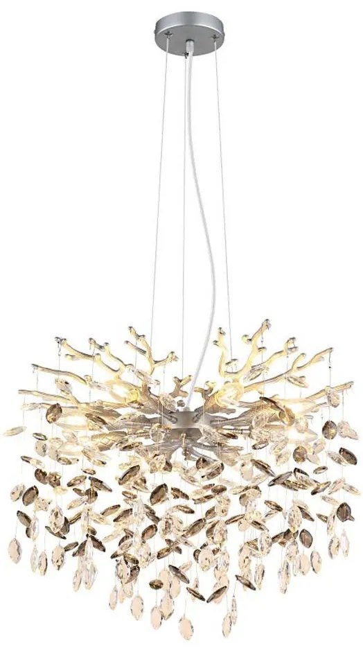 Globo 64138H1S - Candelabru suspendat pe cablu QUEENA, 8xE14/40W/230V, argintiu