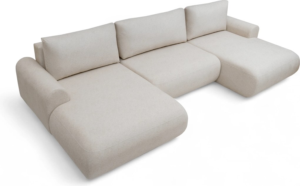 Colțar cu funcție de dormit Lotulis U - crem împletitură Ado 1601