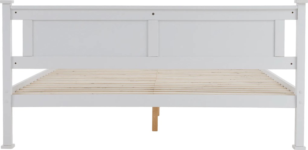 Pat cu lamele, lemn de pin/alb, 160x200, LUCAS NEW