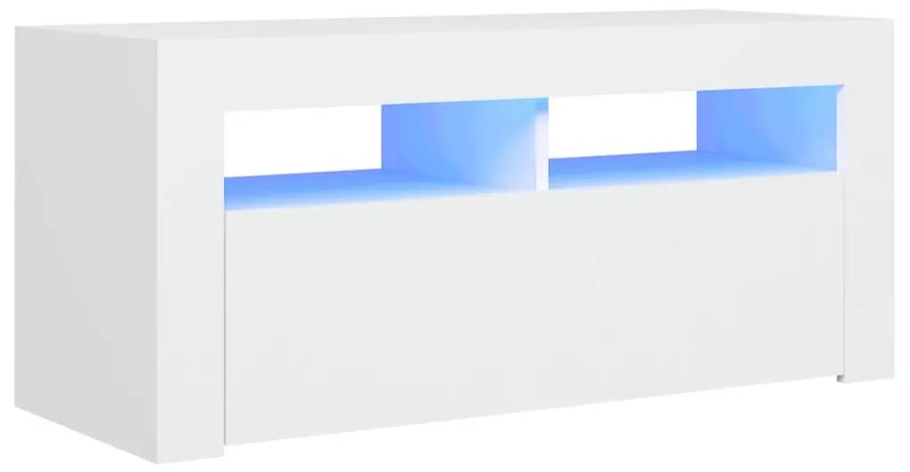 Comodă tv cu lumini led, alb, 90x35x40 cm