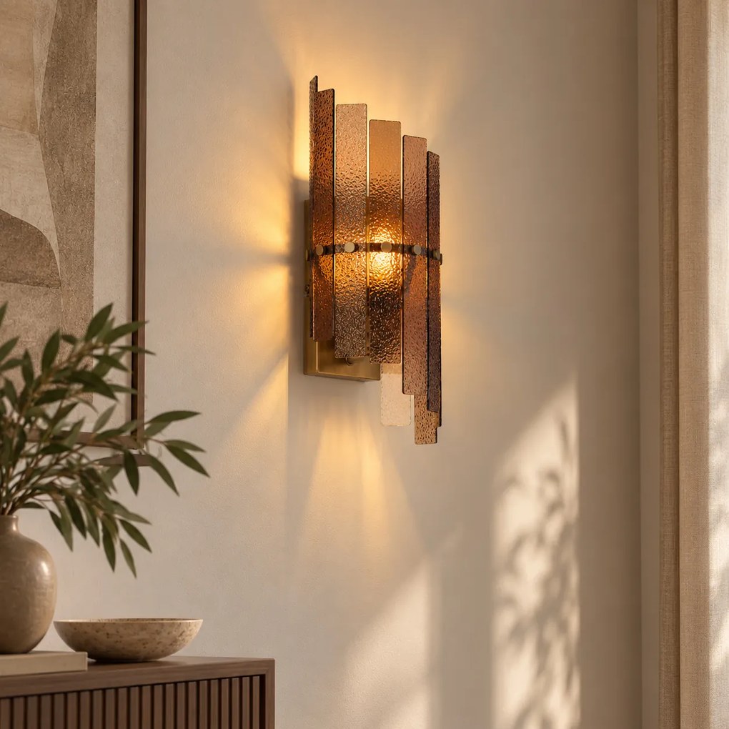 Lampă de perete de design bronz închis cu sticlă chihlimbar - Versailles