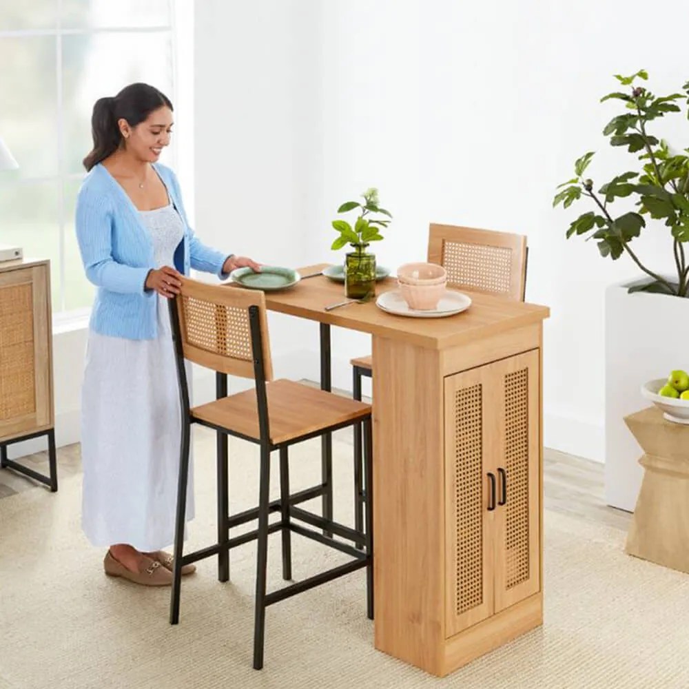 Set de dining inaltat, cu 3 piese si spatiu de depozitare