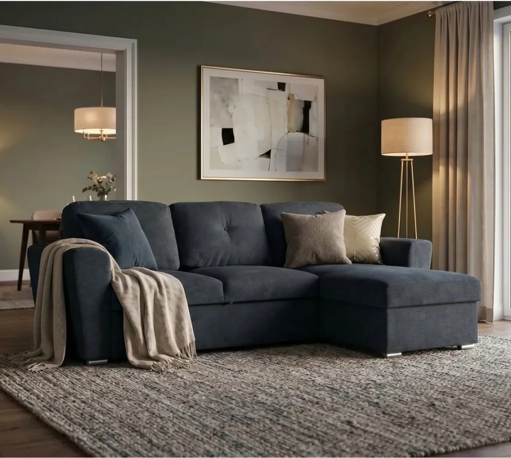 Coltar extensibil, material texturat gri, APARTMENT 245cm
