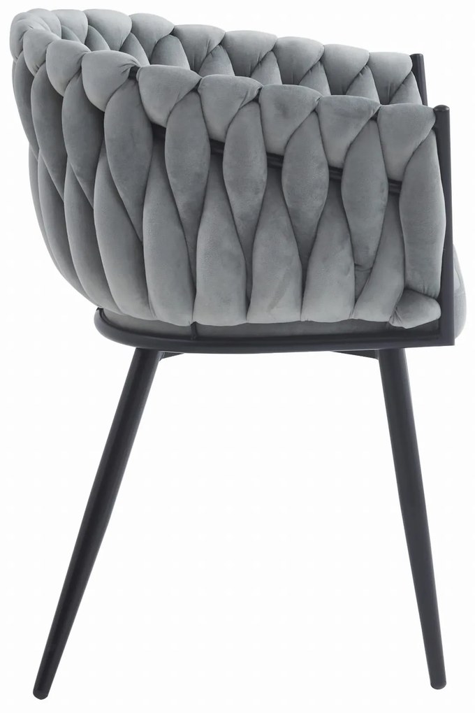 Scaun de dining gri deschis ORION VELVET cu picioare negre