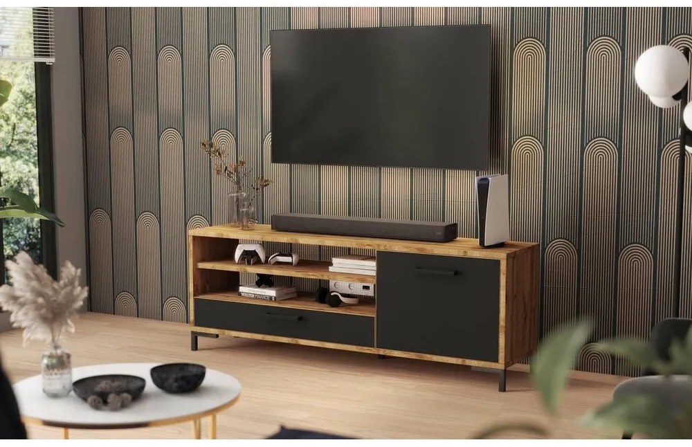 Dulap TV Cascade (stejar lancaster + negru). 1098746