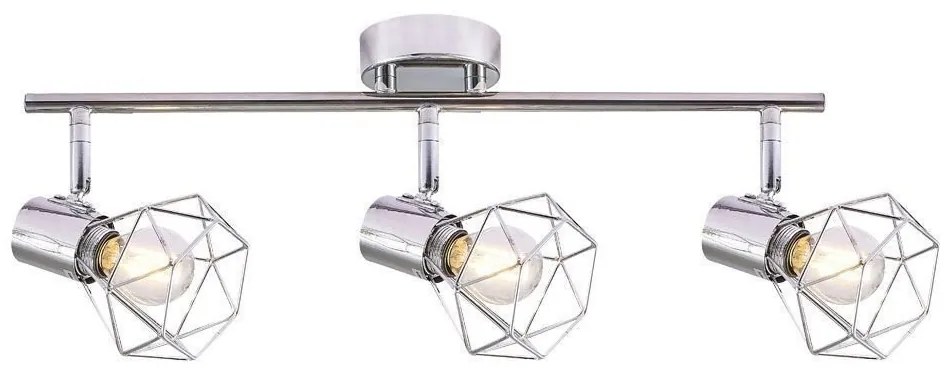 Lustră Rustică cu 3 Brațe, Argintiu – Soclu E14, Design Din Metal, 480×100×190 mm