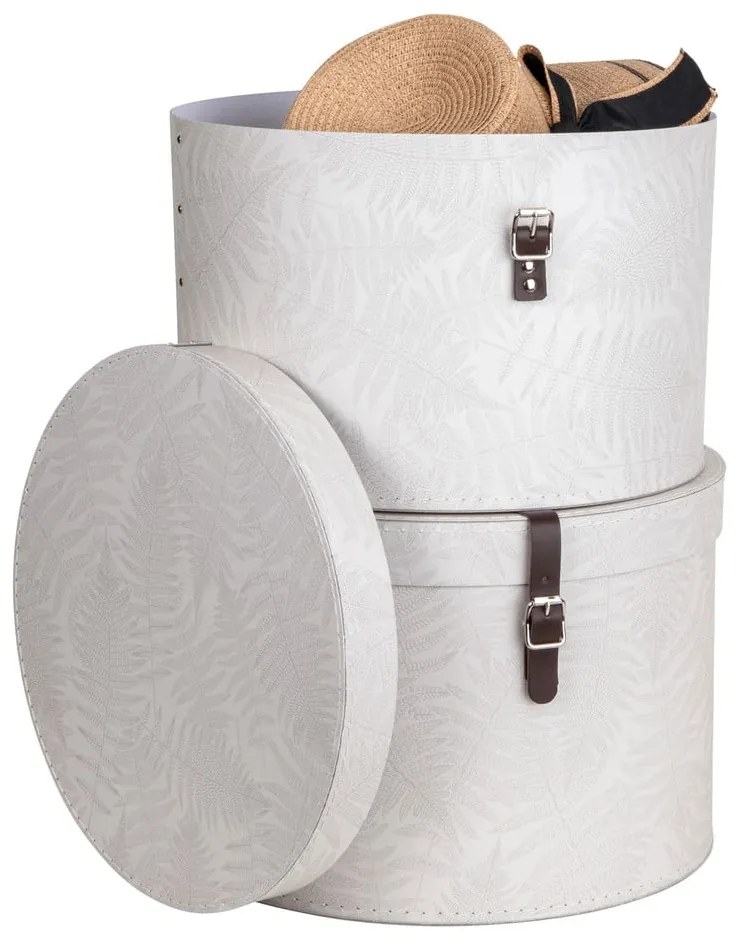 Cutii de depozitare crem 2 buc. din carton cu capac ø 37,5x25,5 cm Rut Paper Laminate – Bigso