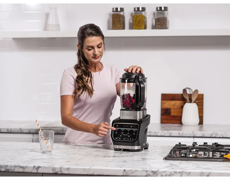 Blender Ninja HB150EU, 1000W, 1,7 l, 10 programe, Auto-iQ, 2in1, Sticla termorezistenta, Negru