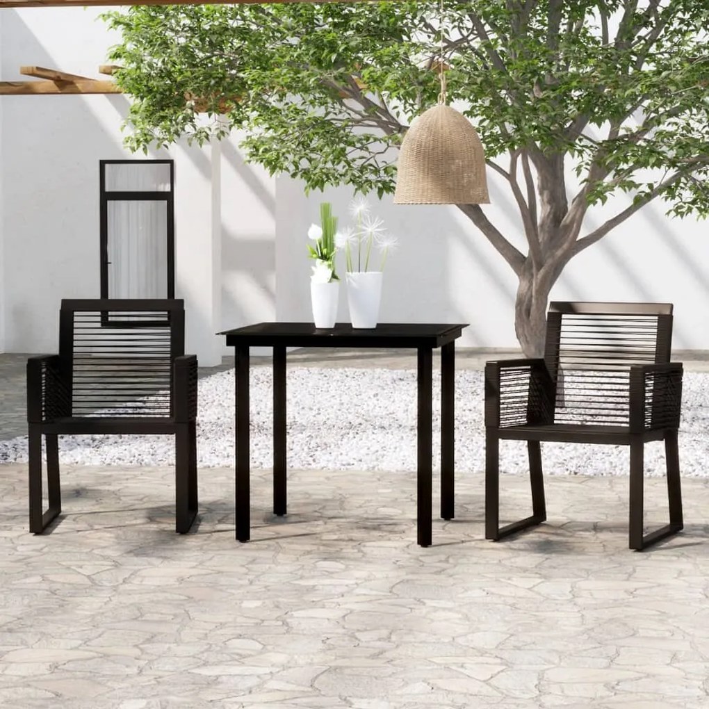 Set de mobilier pentru gradina, 3 piese, negru