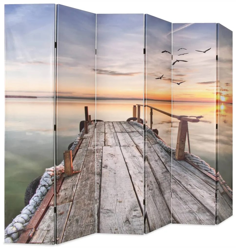 245884 vidaXL Paravan de cameră pliabil, 228 x 170 cm, imprimeu lac