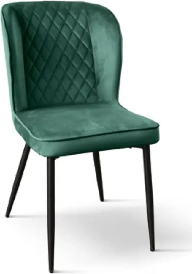 SET 4 Scaune Manta, structura metalica, catifea - STANDARD - NEGRU - VERDE - CATIFEA