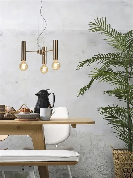 Lustra design minimalist cu 3 surse de lumina Cannes gold, S