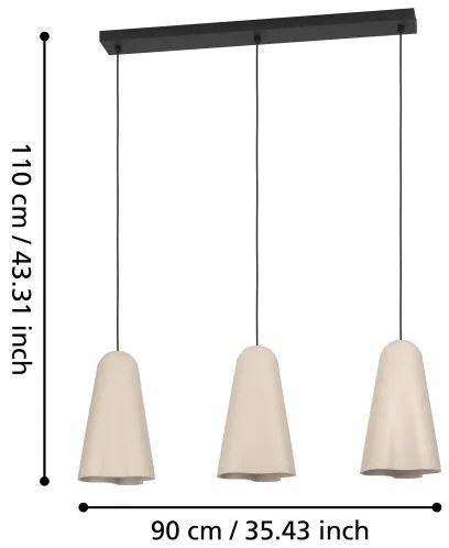 Lustră pe cablu Eglo 390364 TOLLERIC 3xE27/40W/230V bej