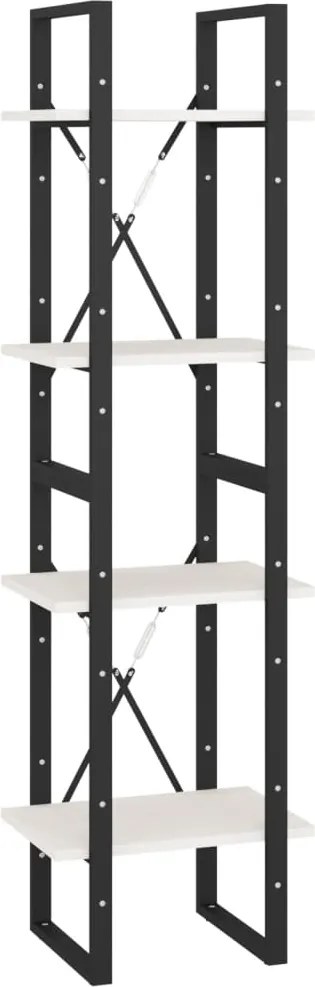 vidaXL Bibliotecă cu 4 rafturi, alb, 40x30x140 cm, lemn masiv de pin