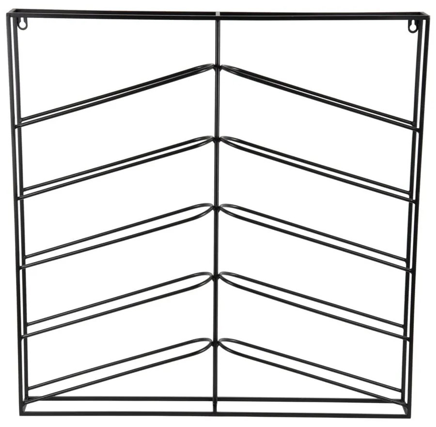 Raft pentru sticle de vin negru pentru perete din metal număr de sticle 10 67x66x7,5 cm Cuadro – PT LIVING