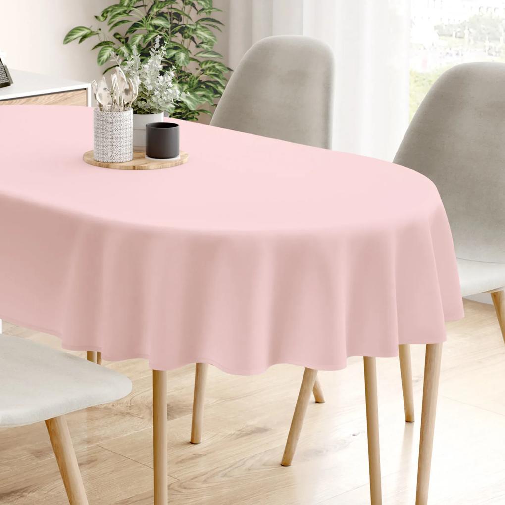 Goldea față de masă 100% bumbac roz pudră - ovală 140 x 180 cm
