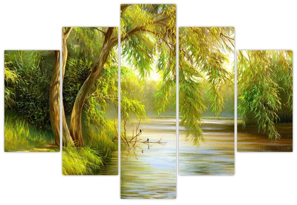 Tablou - Salcie lângă lac, pictură în ulei (150x105 cm)