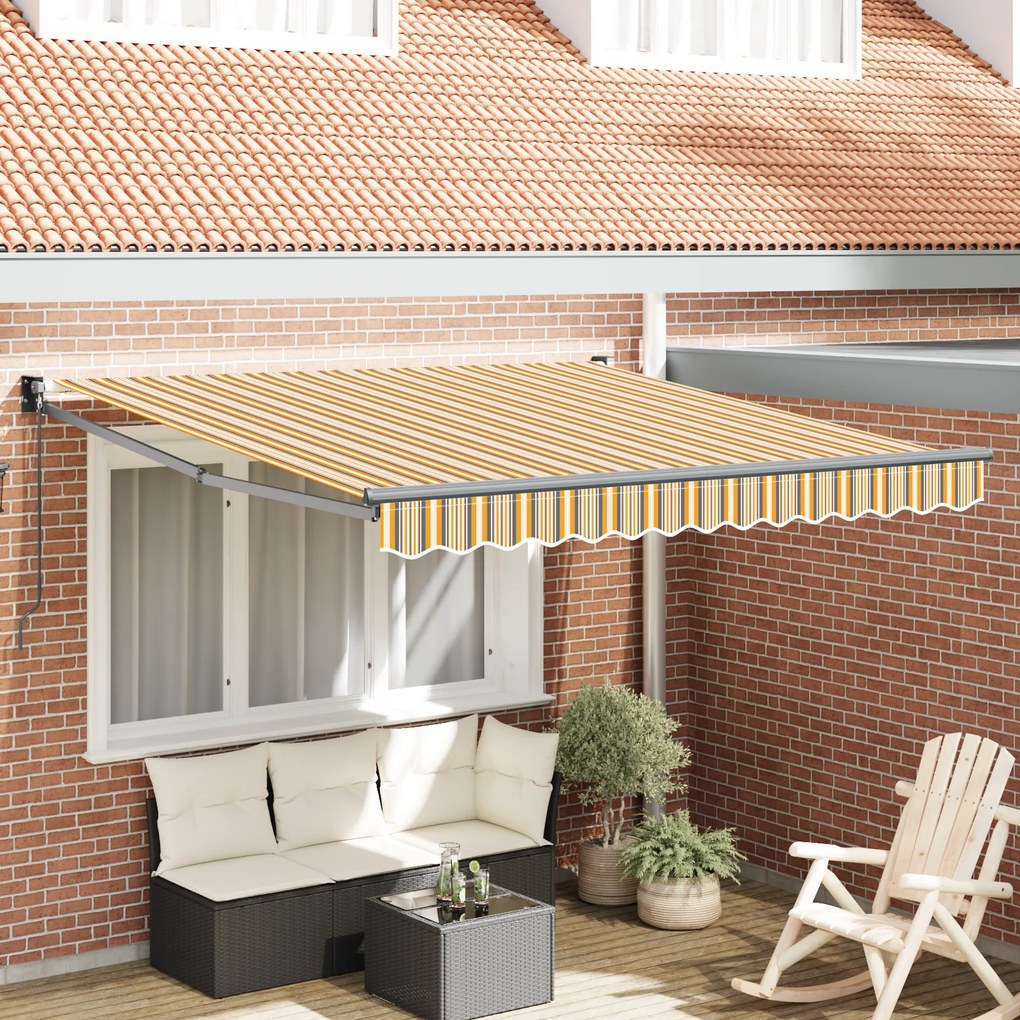 vidaXL Marchiză retractabilă manuală cu dungi multicolore 350x250 cm