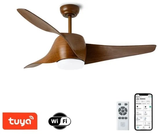 Ventilator LED dimabil de tavan Immax NEO 07286L LED/18W/230V maro Wi-Fi Tuya + telecomandă