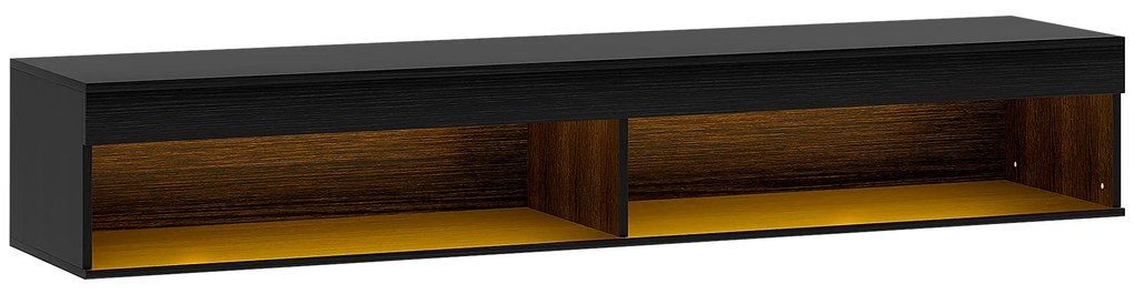 HOMCOM Suport TV Plutitor cu Lumini LED pentru Televizoare de Până la 190 cm, Consolă Media cu Raft de Depozitare, 180x40x30 cm, Negru | Aosom Romania