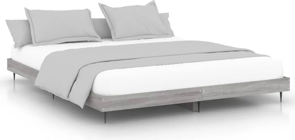 vidaXL Cadru de pat, gri sonoma, 140x200 cm, lemn prelucrat