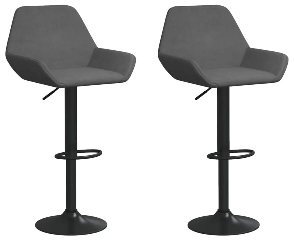 339369 vidaXL Scaune de bar, 2 buc., gri închis, catifea