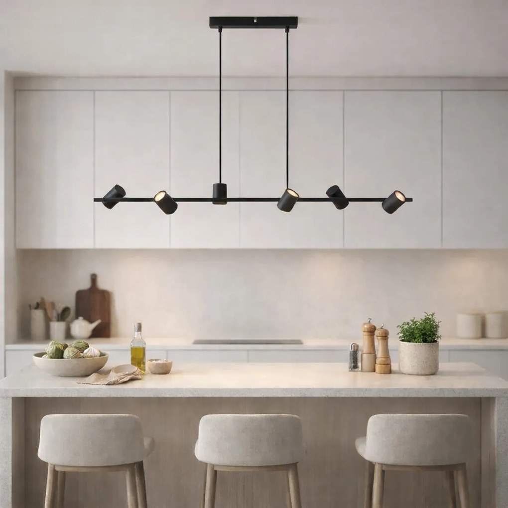 Lampă suspendată modernă neagră cu 6 lumini - Jeana Straight