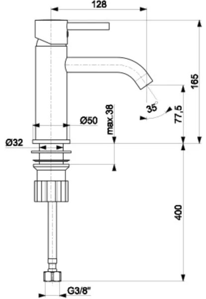 Baterie de lavoar + ventil KFA Armatura 5822-815-00 NEDA 16,5 cm alamă