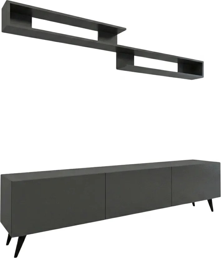 Dulap TV MIYA 150 cm cu polita de perete, antracit
