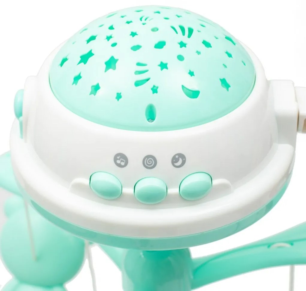 Baby Mix Carusel deasupra pătuțului cu proiectorde lumină, verde