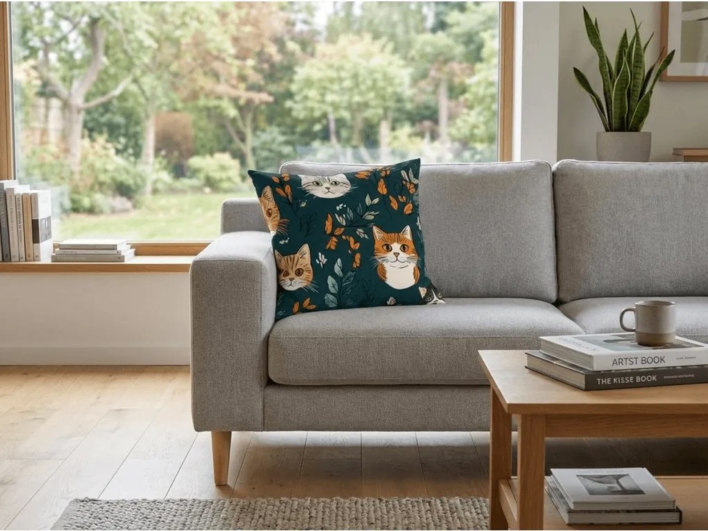 Fata de perna din policoton CATTAMI POLY 45x45 cm, verde inchis