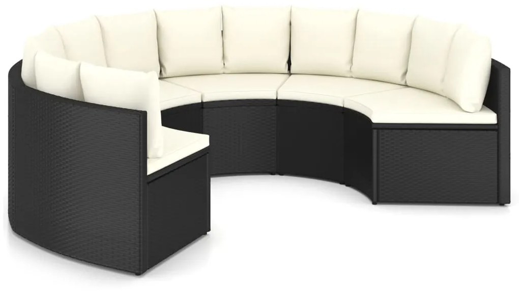 3064894 vidaXL Set mobilier de grădină cu perne, 6 piese, negru, poliratan