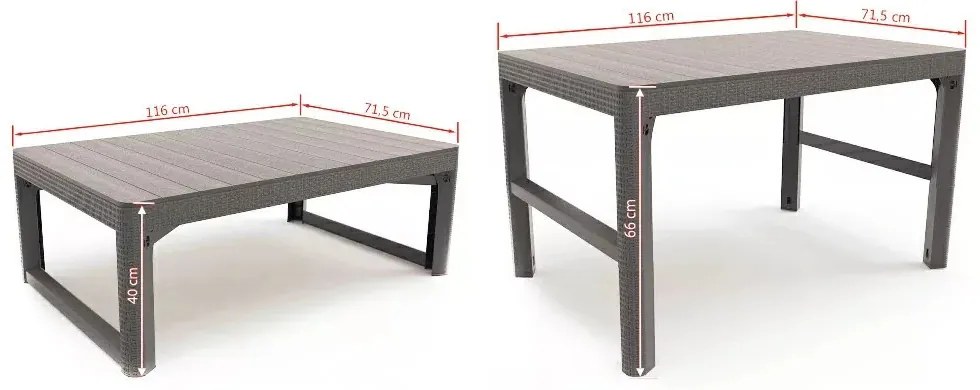 Set mobilier de grădină Evyon 6+1 cappuccino