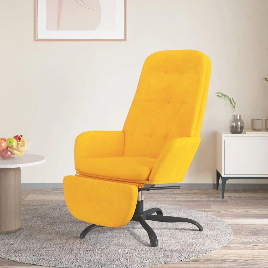 3097648 vidaXL Scaun de relaxare cu taburet, galben muștar, catifea