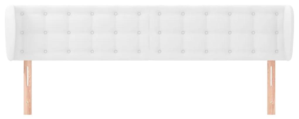 Tablie de pat cu aripioare alb 163x23x78 88 cm piele ecologica 1, Alb, 163 x 23 x 78 88 cm