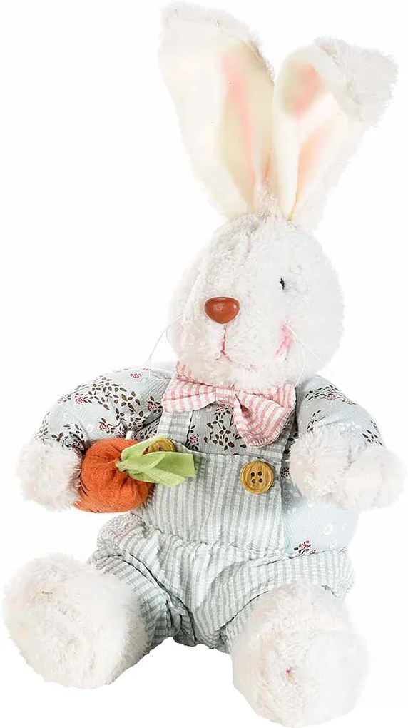 Figurina Iepuras Paste textil alb albastru 17 cm x 16 cm x 34 h