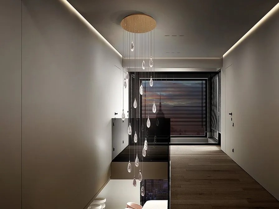 Lustra casa scarii 20 pendule LED CCT cu telecomanda Lagrimas
